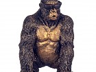 Estatua mono sentado con gafas de resina dorada y negro