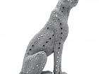 Figura leopardo sentado plateado con brillantes