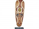 Figura máscara étnica de madera de albasia con pie
