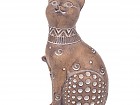 Figura de resina gato marrón mirada arriba 