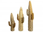 Figuras de 3 cactus decorativos de madera raíz de tecca