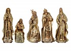 Figuras nacimiento 5 piezas de resina dorada