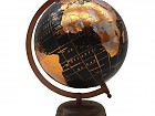 Globo terráqueo dorado y negro 