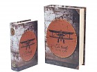 Juego 2 cajas decorativas avión retro