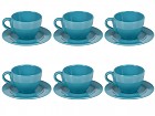 Juego 6 tazas de té con plato azul