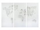 Cuadro tríptico mapamundi abstracto