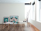 Mesa centro rectangular color blanco y roble