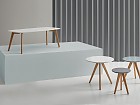 Mesa centro rectangular color blanco y roble