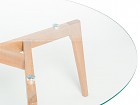 Mesa centro de cristal y patas de madera