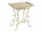 Mesa auxiliar en forja y madera blanca