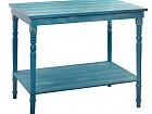 Mesa auxiliar de madera azul con estante almacenaje