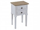 Mesita blanca y madera Shabby Chic 2 cajones