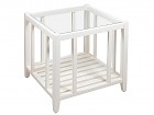 Mesa auxiliar blanca cuadrada de madera 