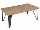 Mesa centro maciza de madera con patas de hierro