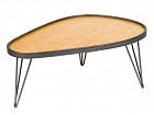 Mesa ratona ovalada de forja y madera de abeto