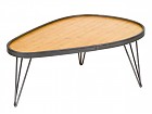 Mesa ratona ovalada de forja y madera de abeto
