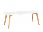 Mesa centro rectangular color blanco y roble