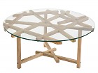 Mesa de centro redonda cristal y madera 