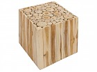 Mesa cubo troncos madera teca