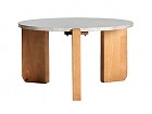 Mesa de centro redonda de madera y mármol