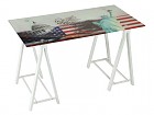 Mesa escritorio metal y cristal USA