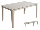 Mesa alargable grande de acero y cristal beige