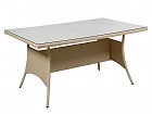 Mesa y 6 sillas de rattán sintético beige