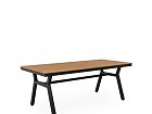 Mesa larga de exterior de madera con patas aluminio