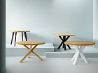 Mesa redonda 120 cm roble y patas negras metal