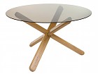 Mesa redonda 130 cm de madera y cristal