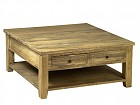 Mesa auxiliar cuadrada de madera envejecida