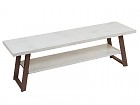 Mesa TV blanca tiza y marrón de madera y hierro