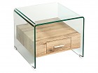 Mesita de cristal curvado con cajón