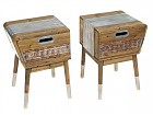 Set 2 mesas industriales de madera y metal Astor