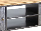 Mueble TV industrial de hierro y madera con estantes y cajones