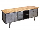 Mueble TV industrial de hierro y madera con estantes y cajones