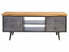 Mueble TV industrial de hierro y madera con estantes y cajones