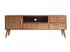 Mueble TV de madera con detalles tallados dorados