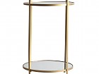Pedestal de hierro dorado y espejo con 2 estantes