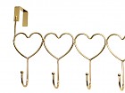Percha para puerta de corazones dorados