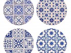 Posavasos de cerámica azulejos hidráulicos azul redondos (4 unidades)