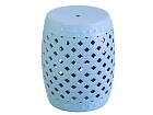 Puff taburete calado de cerámica azul