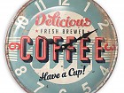 Reloj de cocina vintage placa metal coffee