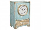 Reloj de madera azul vintage