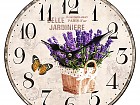 Reloj pared cocina en madera estampado lavanda