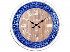 Reloj de pared grande de madera decapada blanco y azul