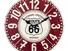 Reloj de pared Ruta 66 vintage en madera rojo y blanco