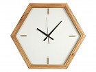 Reloj de pared hexágono de madera reciclada