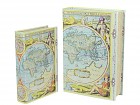 Set 2 cajas libro mapamundi clásico