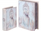 Set 2 cajas libro retrado Buda envejecido